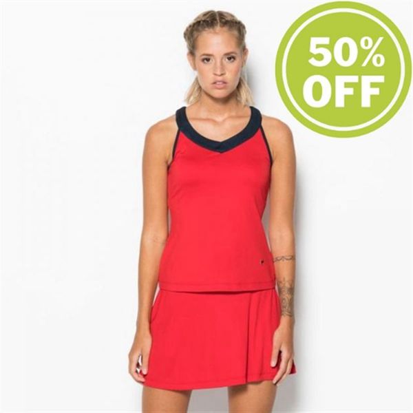 Fila Tanktop Tilda Sporty Tennis Top With The V-Neck Women's Shirts - Red/Navy,NZ 145-21806